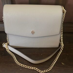 Tory Burch Beige Crossbody Bag with Gold Chain